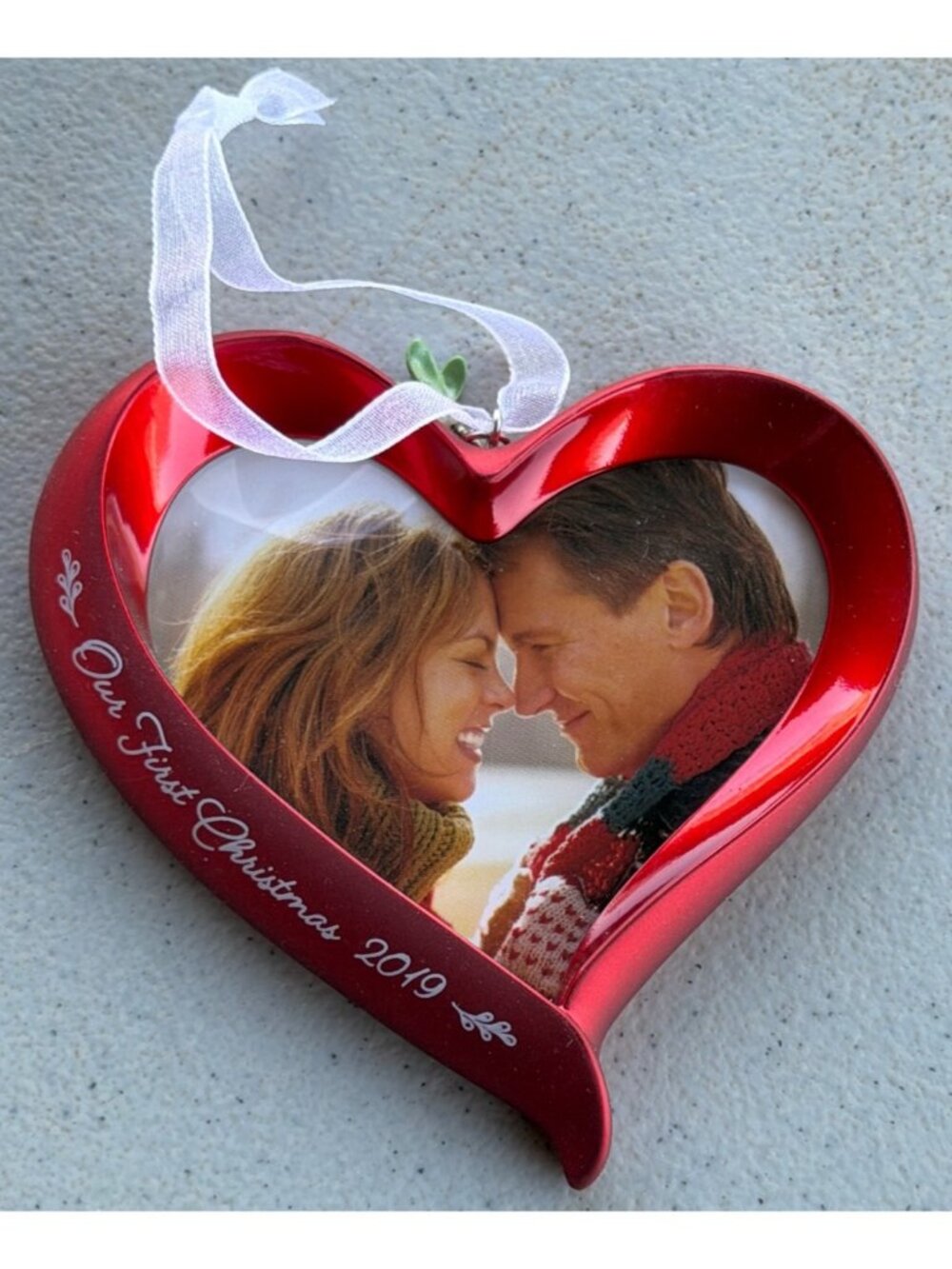 2019 Hallmark "Our First Christmas" Red Heart-Shaped Photo Frame Ornament
